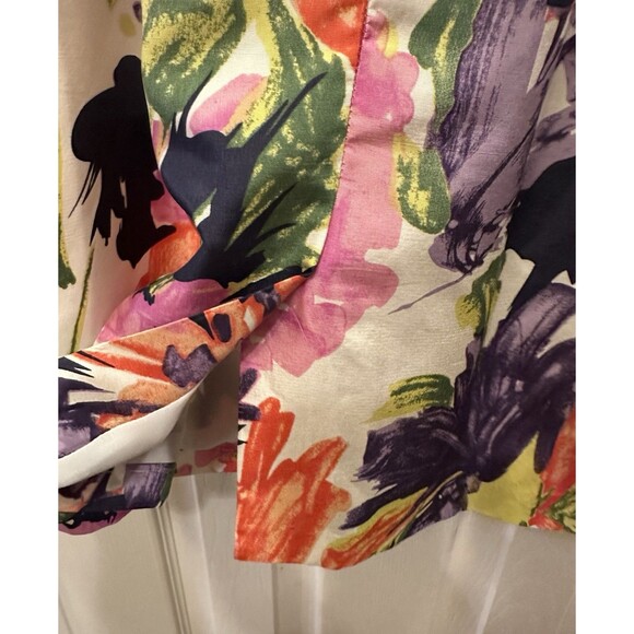 J Crew Strapless 100% Silk Mini‎ Dress Size 0 Cream Watercolor Lined Pockets EUC - Picture 7 of 14